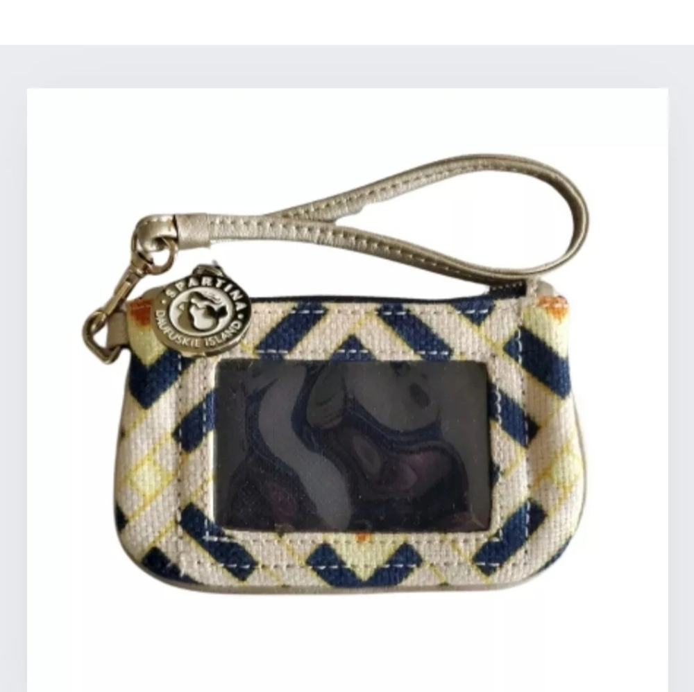 Spartina 449 Coin Purse Women's Sm Batik Metallic Leather Trim Wristlet Wallet - Picture 2 of 10